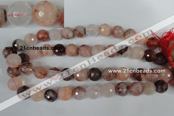 CPQ68 15.5 inches 16mm faceted round natural pink quartz beads