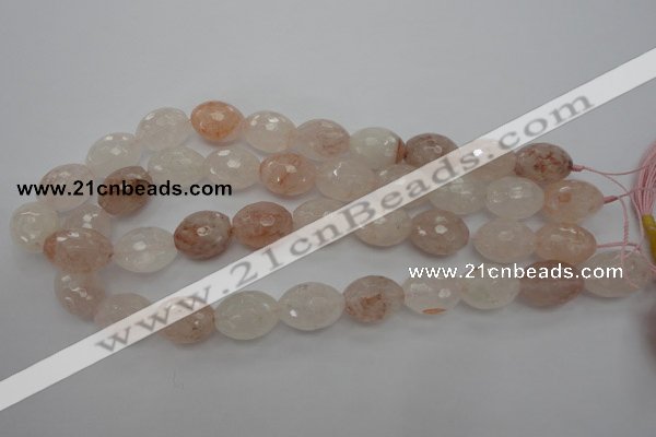 CPQ74 15.5 inches 15*20mm faceted rice natural pink quartz beads