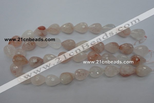 CPQ76 15.5 inches 15*20mm faceted teardrop natural pink quartz beads