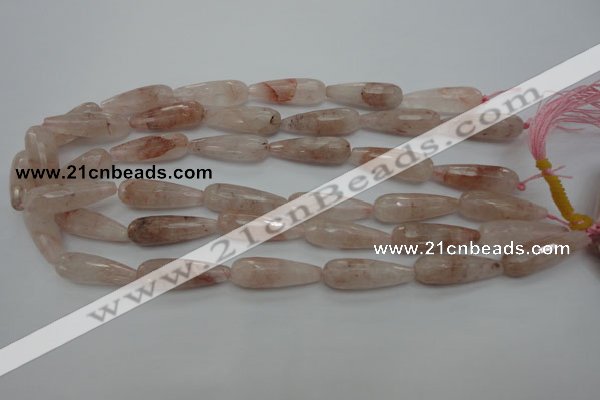 CPQ78 15.5 inches 10*30mm faceted teardrop natural pink quartz beads