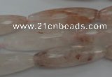 CPQ80 15.5 inches 10*35mm faceted rice natural pink quartz beads