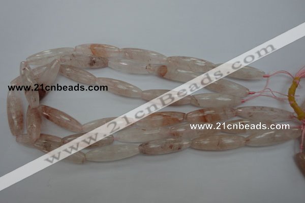 CPQ80 15.5 inches 10*35mm faceted rice natural pink quartz beads