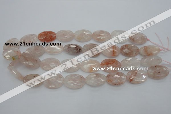 CPQ85 15.5 inches 18*25mm faceted oval natural pink quartz beads