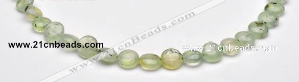 CPR07  A grade 10mm flat round natural prehnite gemstone beads