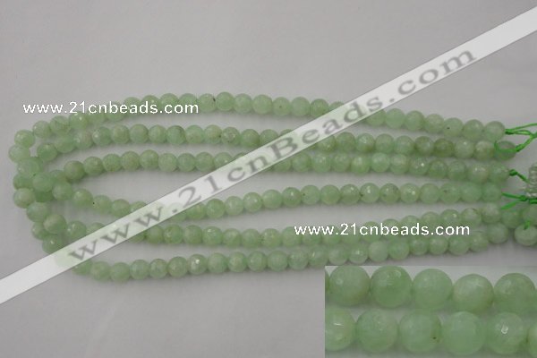 CPR111 15.5 inches 6mm faceted round natural prehnite beads wholesale