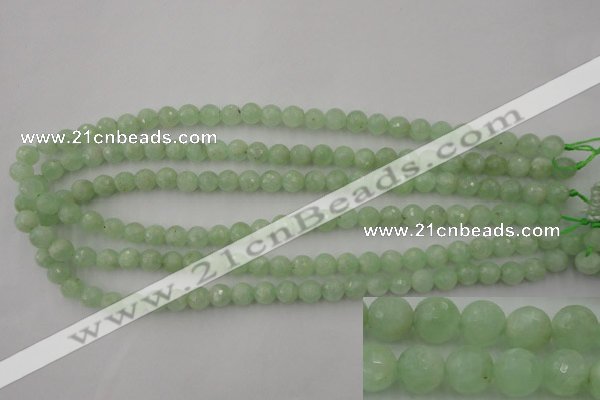 CPR112 15.5 inches 8mm faceted round natural prehnite beads wholesale