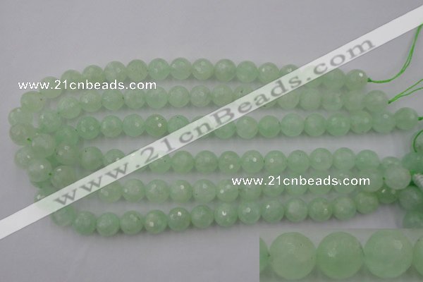 CPR114 15.5 inches 12mm faceted round natural prehnite beads wholesale