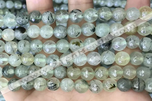 CPR421 15.5 inches 8mm faceted round prehnite beads wholesale