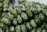 CPS02 15.5 inches 6*10mm rondelle green peacock stone beads wholesale