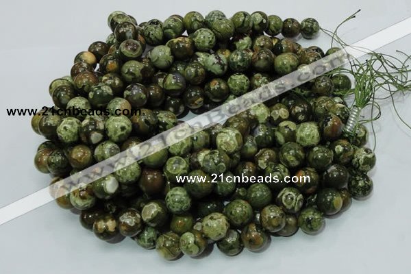 CPS06 15.5 inches 14mm round green peacock stone beads wholesale