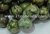 CPS07 15.5 inches 16mm round green peacock stone beads wholesale