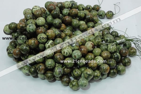 CPS07 15.5 inches 16mm round green peacock stone beads wholesale