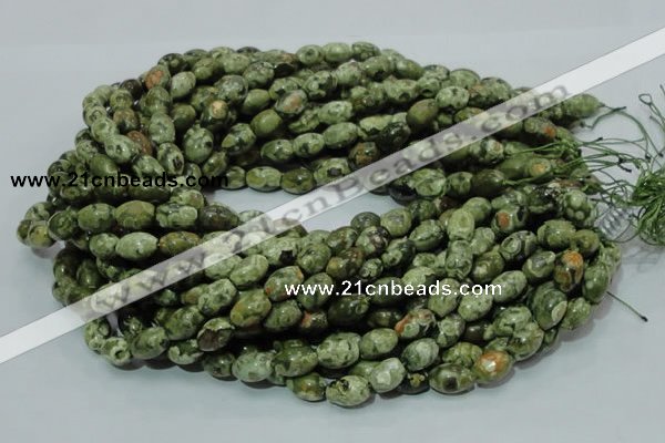 CPS10 15.5 inches 8*12mm rice green peacock stone beads wholesale