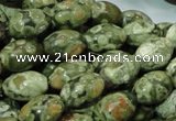 CPS11 15.5 inches 10*14mm rice green peacock stone beads wholesale