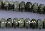 CPS119 15.5 inches 7*14mm faceted rondelle green peacock stone beads