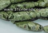 CPS12 15.5 inches 10*30mm rice green peacock stone beads wholesale