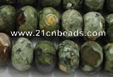 CPS124 15.5 inches 12*16mm faceted rondelle green peacock stone beads