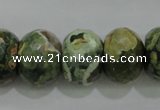 CPS125 15.5 inches 15*20mm faceted rondelle green peacock stone beads