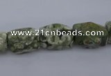 CPS131 15.5 inches 10*15mm faceted nuggets green peacock stone beads