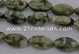 CPS136 15.5 inches 6*12mm marquise green peacock stone beads