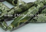 CPS14 15.5 inches 10*50mm rice green peacock stone beads wholesale