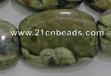 CPS144 15.5 inches 25*35mm rectangle green peacock stone beads