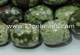 CPS16 15.5 inches 16*20mm egg-shaped green peacock stone beads