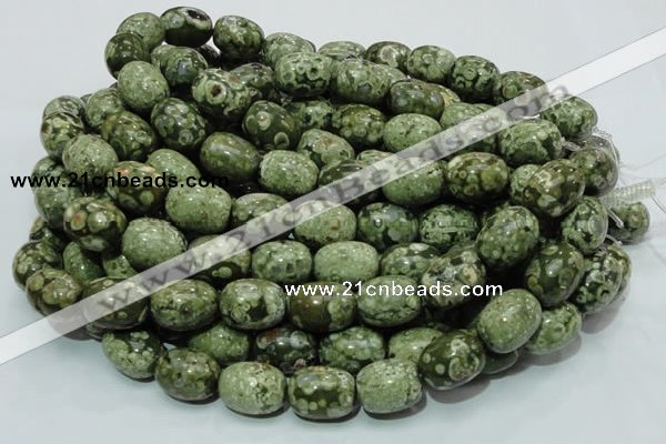 CPS16 15.5 inches 16*20mm egg-shaped green peacock stone beads