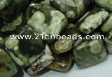 CPS18 15.5 inches 15*15mm square green peacock stone beads wholesale