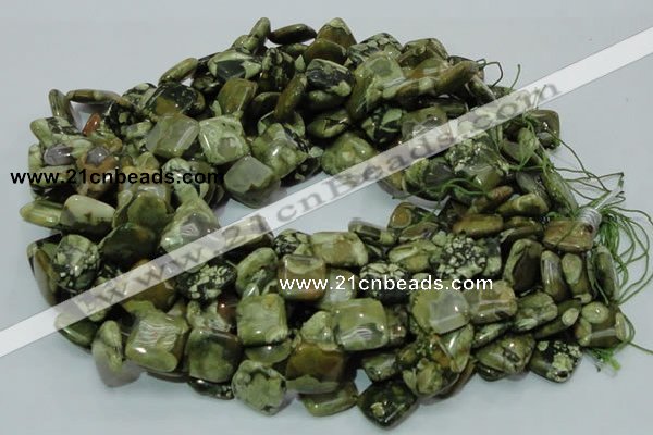 CPS21 15.5 inches 15*15mm rhombic green peacock stone beads wholesale