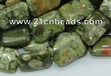 CPS25 15.5 inches 12*18mm rectangle green peacock stone beads