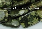 CPS27 15.5 inches 18*24mm rectangle green peacock stone beads