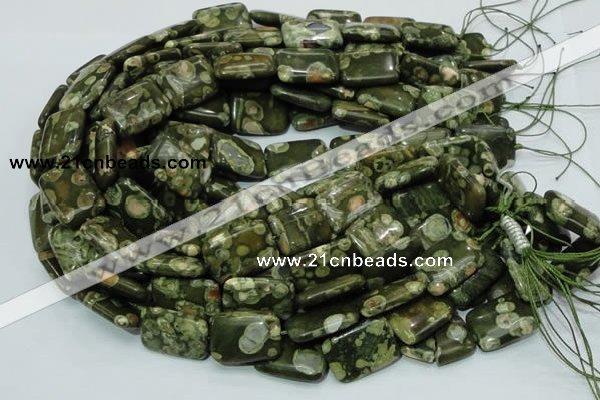 CPS27 15.5 inches 18*24mm rectangle green peacock stone beads