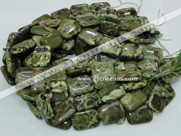 CPS28 15.5 inches 22*30mm rectangle green peacock stone beads