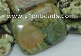 CPS29 15.5 inches 30*40mm rectangle green peacock stone beads