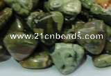 CPS32 15.5 inches 16*16mm triangle green peacock stone beads