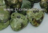 CPS33 15.5 inches 20*20mm triangle green peacock stone beads