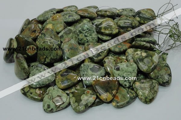 CPS34 15.5 inches 30*30mm triangle green peacock stone beads