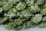 CPS42 15.5 inches 8*12mm oval green peacock stone beads wholesale