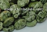 CPS43 15.5 inches 10*14mm oval green peacock stone beads wholesale