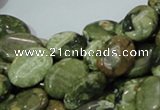 CPS44 15.5 inches 12*16mm oval green peacock stone beads wholesale