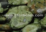 CPS46 15.5 inches 15*30mm oval green peacock stone beads wholesale