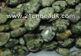 CPS47 15.5 inches 8*12mm flat teardrop green peacock stone beads