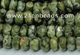 CPS53 15.5 inches 6*10mm faceted rondelle green peacock stone beads