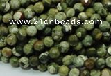 CPS55 15.5 inches 6mm faceted round green peacock stone beads