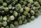 CPS56 15.5 inches 8mm faceted round green peacock stone beads