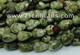 CPS63 15.5 inches 8*12mm faceted teardrop green peacock stone beads