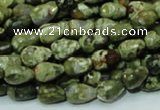 CPS63 15.5 inches 8*12mm faceted teardrop green peacock stone beads