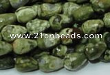 CPS64 15.5 inches 10*14mm faceted teardrop green peacock stone beads