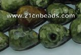 CPS65 15.5 inches 15*20mm faceted teardrop green peacock stone beads